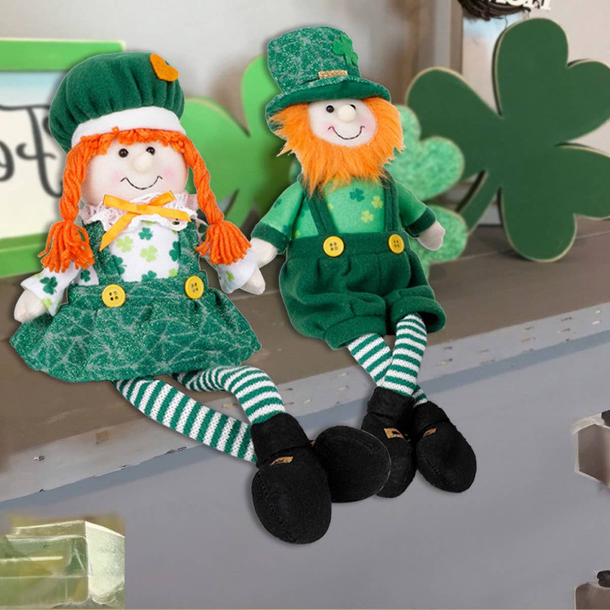 ST PATRICKS DAY LONG LEGGED RUDOLPH DOLL ORNAMENT_CWMM3440