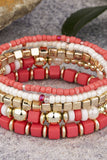 Cwaje1180_White Turquoise Crystal Beadwd Bracelet Set