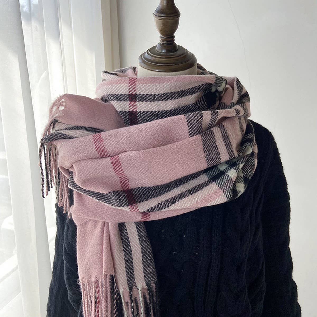 PLAID SCARF WARM FRINGE WINTER WRAP_CWASC1467