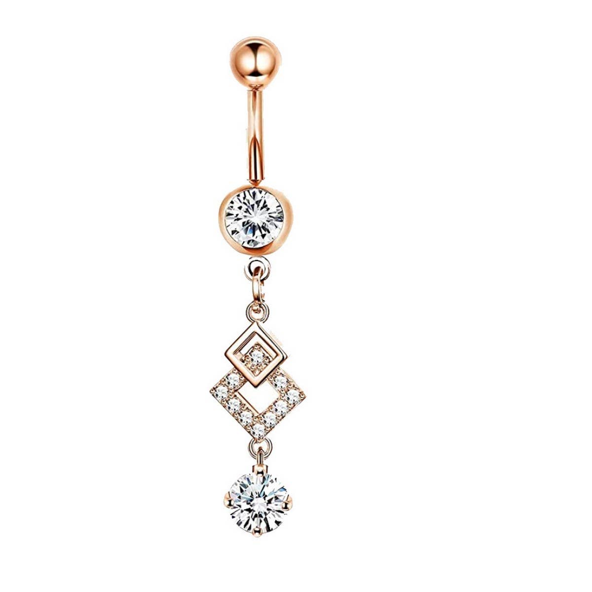 RHOMBUS CZ BELLY BUTTON RING PIERCING JEWELRY_CWMM9374