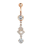 RHOMBUS CZ BELLY BUTTON RING PIERCING JEWELRY_CWMM9374