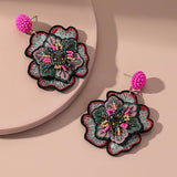 EMBROIDERED CRYSTAL FLOWER EARRINGS_CWMM6174