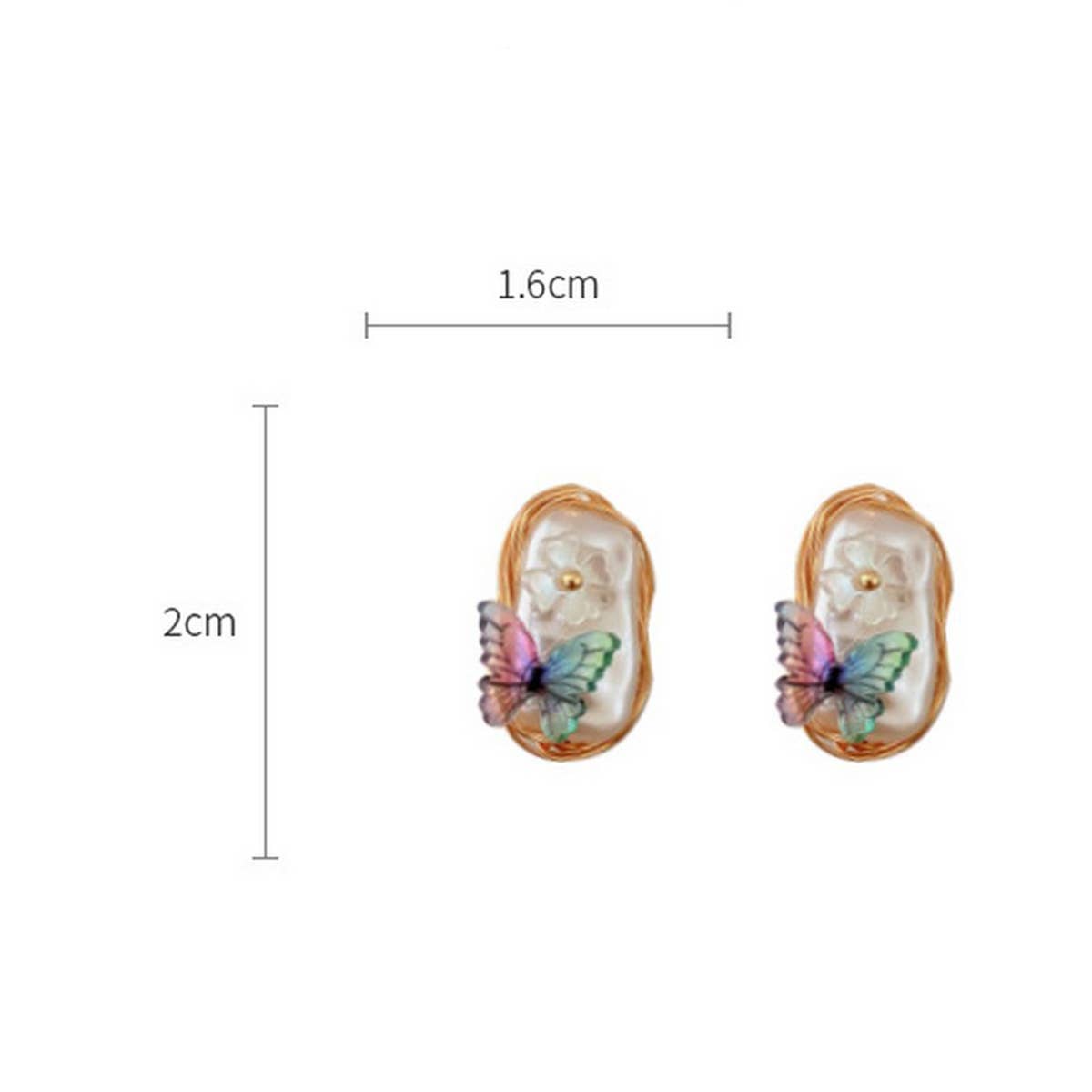 IRREGULAR PEARL FLOWER BUTTERFLY EARRINGS_CWAJE2355