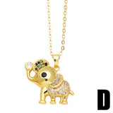 ELEPHANT GOLD PLATEDPENDANT NECKLACE INLAID ZIRCON_CWAJE0901