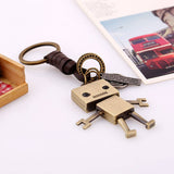 SIMPLE CARTOON CUTE ROBOT LEATHER KEYCHAIN_CWMM4699