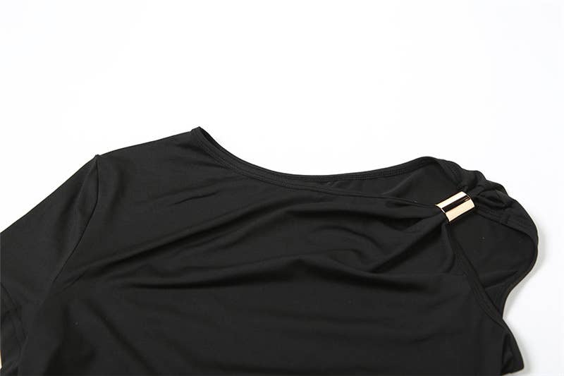 Solid One Shoulder Crop Top