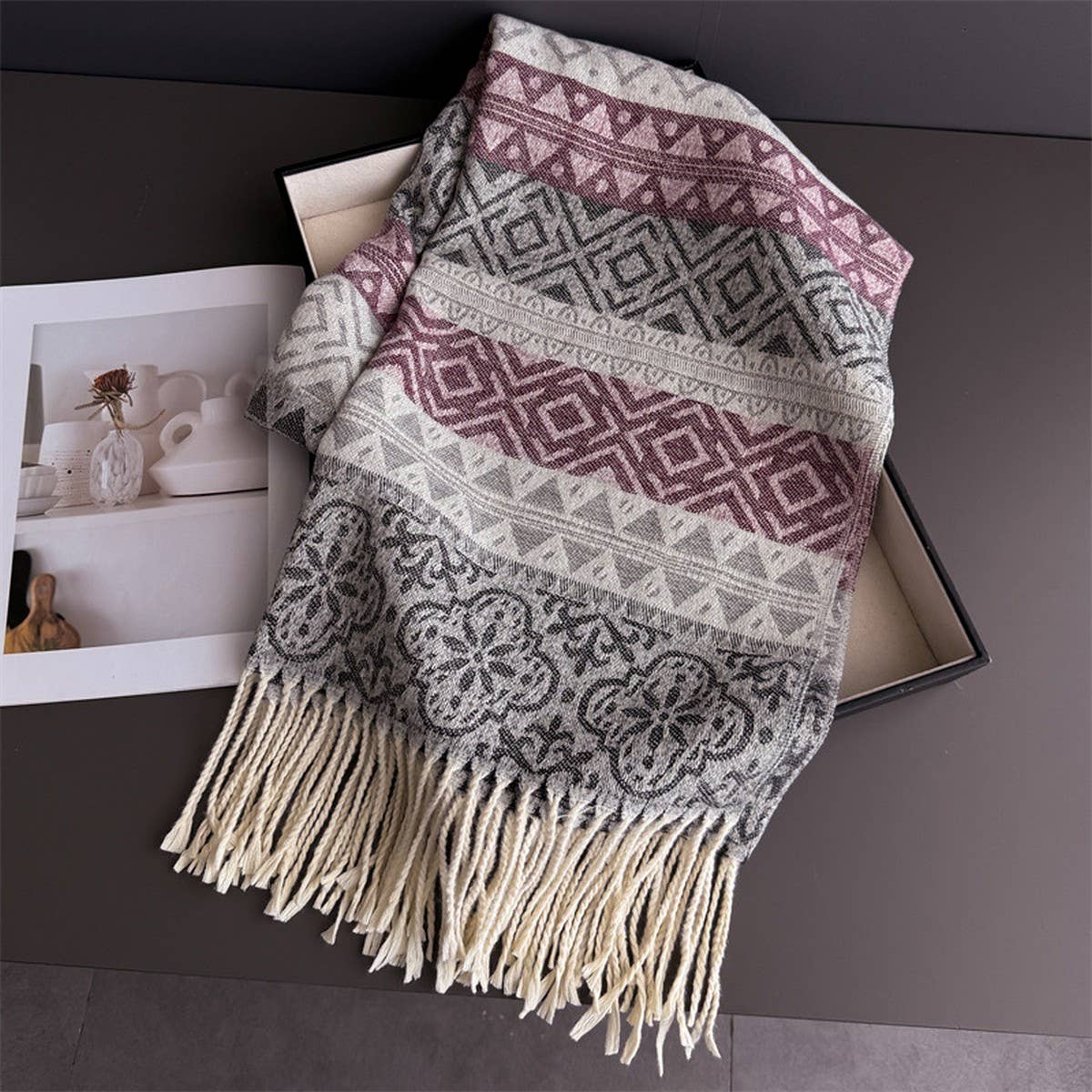 Classic Cashmere Feel Soft Warm Tassel Scarf_Cwasc03243