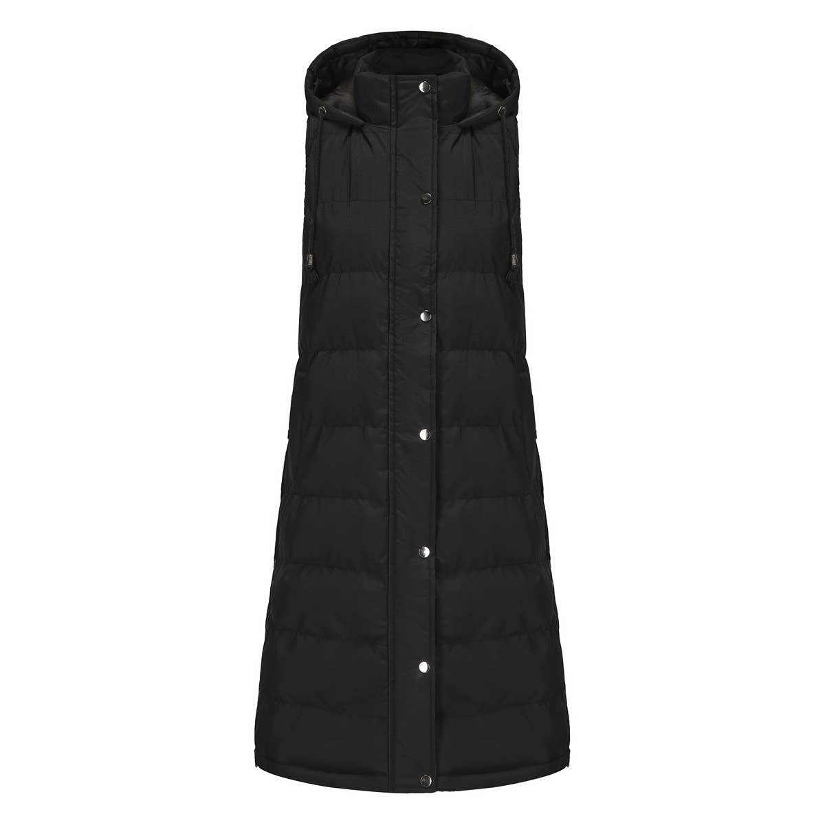 Solid-Color Hooded Sleeveless Cotton-Padded Vest