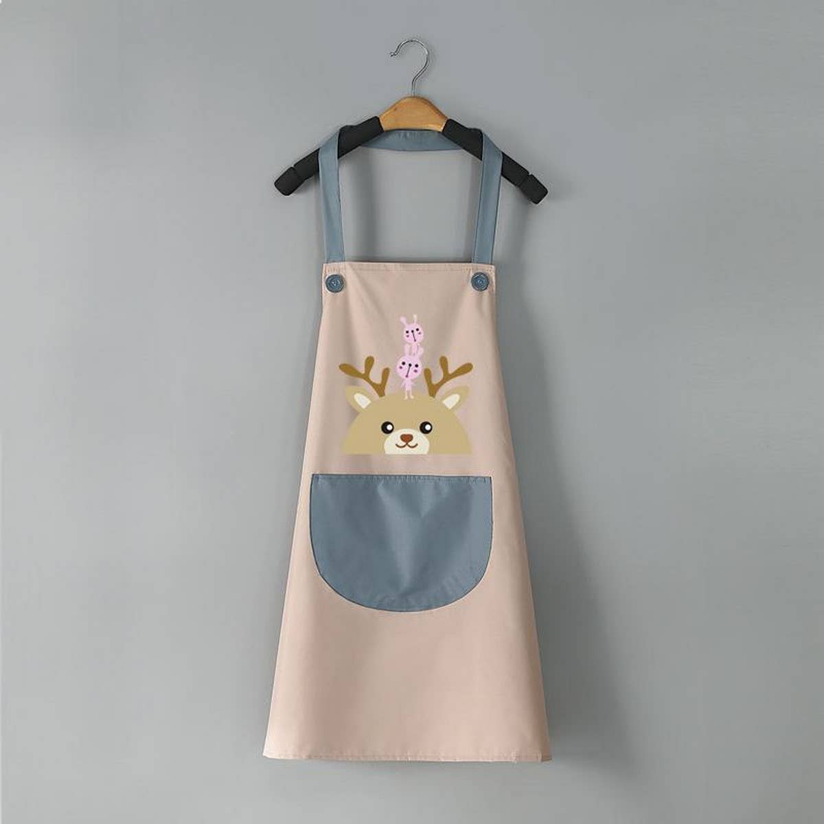 DEER HEAD PRINT SUMMER THIN APRON WITH POCKETS_CWMM2050