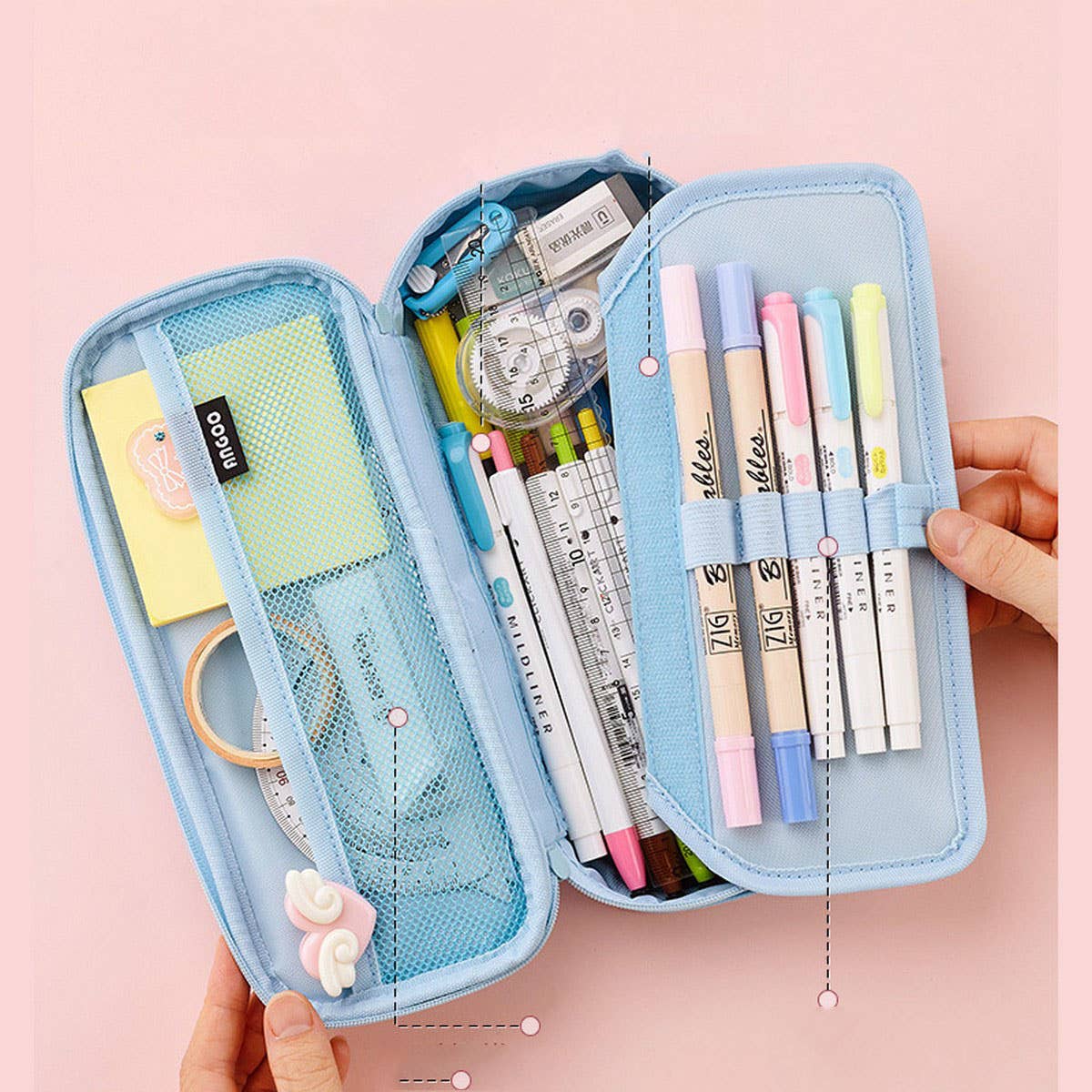 MULTI LAYER STORAGE PORTABLE CANVAS PENCIL CASE_CWMM1981