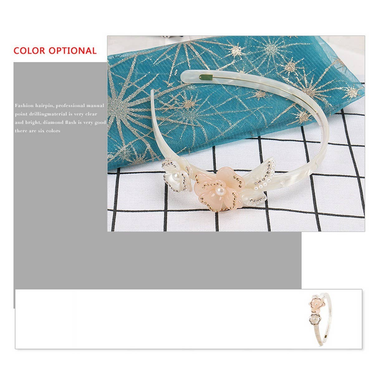 SWEET RHINESTONE FLOWER HEADBAND WIDE BRIMHEADBAND_CWAHA4388