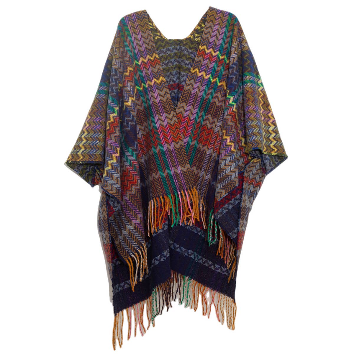 Women Fringe Knitted Poncho Cardigan Cape Shawl