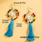 HALLOWEEN SKULL TASSEL RICE BEAD EARRINGS_CWAJE2411
