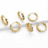 ROUND INLAID ZIRCON GOLD PLATED EARRINGS_CWAJE1030