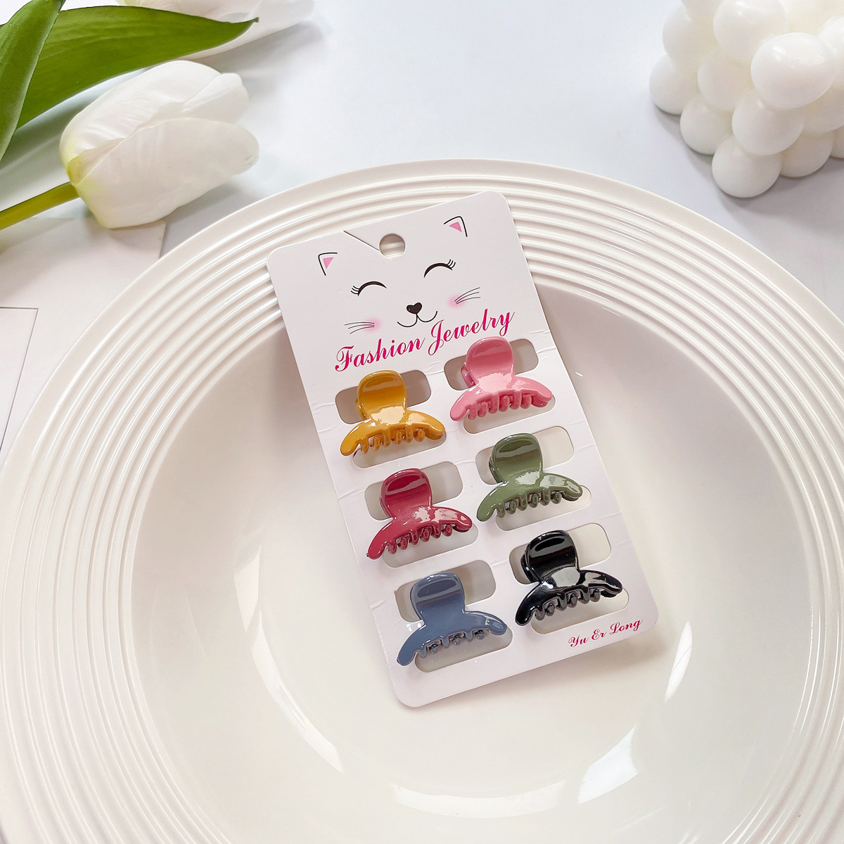 6PCS CANDY COLOR MINI HAIR CLAWS CUTE BANG CLIPS_CWAHA0727