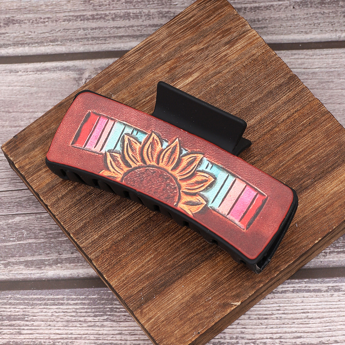 Western Cowboy Style Pu Leather Hair Clip Large_Cwasc03059
