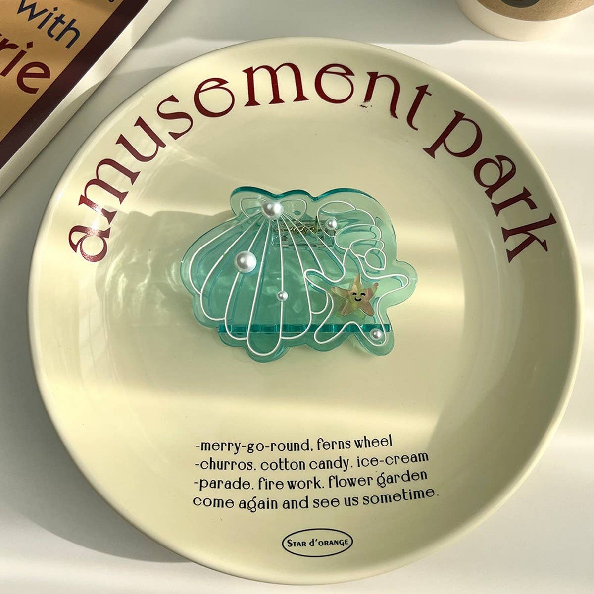 OCEAN SHELL STARFISH HAIR CLAW PEARL SHARK CLIP_CWAHA5898