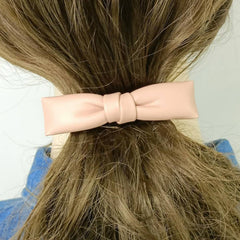 ELEGANT SIMPLE PU LEATHER BOW HAIR BARRETTE_CWAHA6351