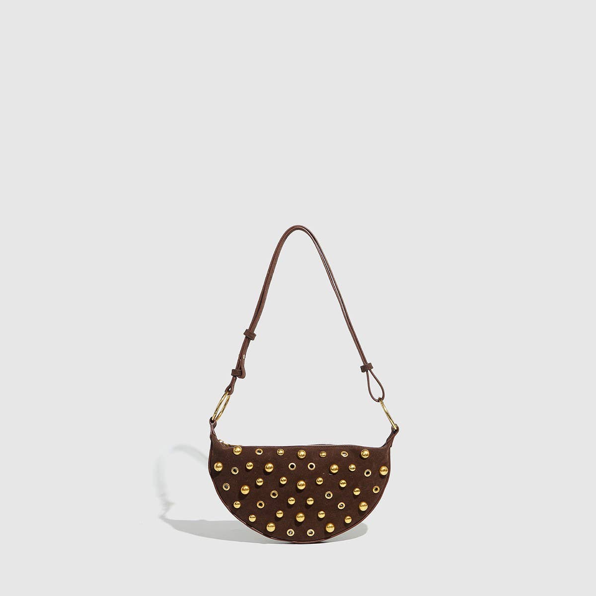 Studded Polka Dot Punk Shoulder Bag For Women_Cuab00617