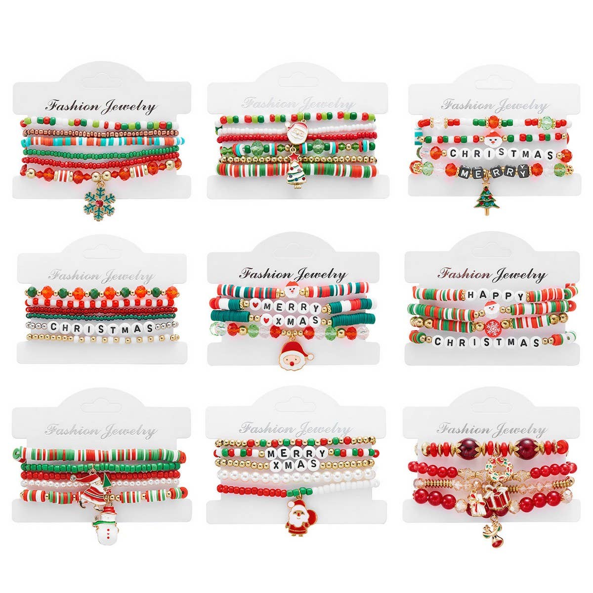 Cwaje2519_Christmas Combination Beaded Bracelet