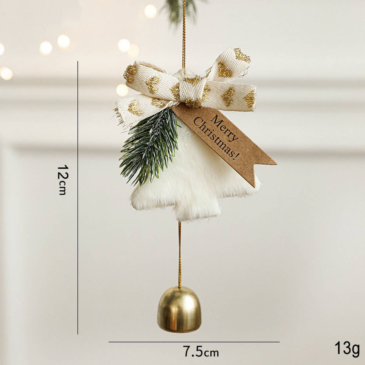 PLUSH METAL BELL CHRISTMAS TREE HANGING ORNAMENT_CWMM9751