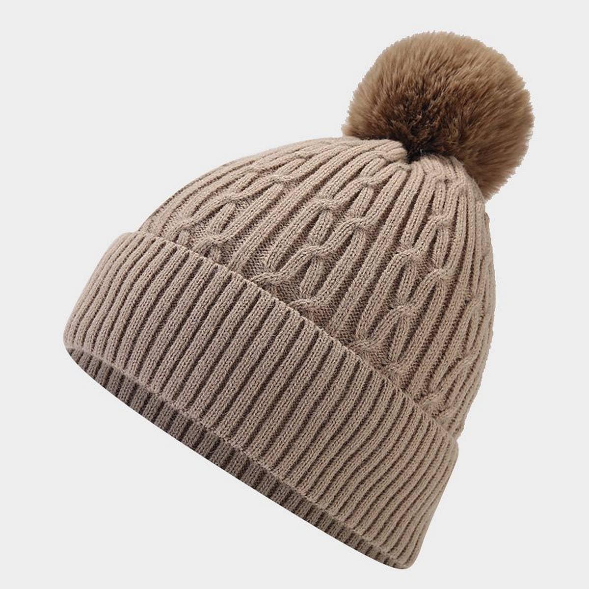 OUTDOOR THICK WARM WOOL BALL KNITTED HAT_CWAH1610