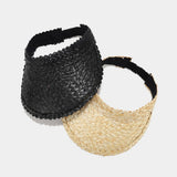 STRAW SUN VISOR SUMMER PONYTAIL UV PROTECTION HAT_CWAH3282