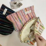 Wool Striped Makeup Bag Large Travel Wash Pouch_Cuab00718
