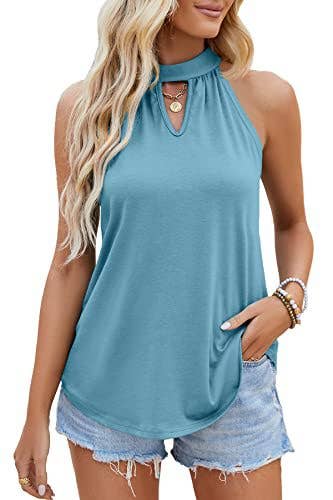 Waistcoat Halter Top Keyhole Sleeveless Shirt