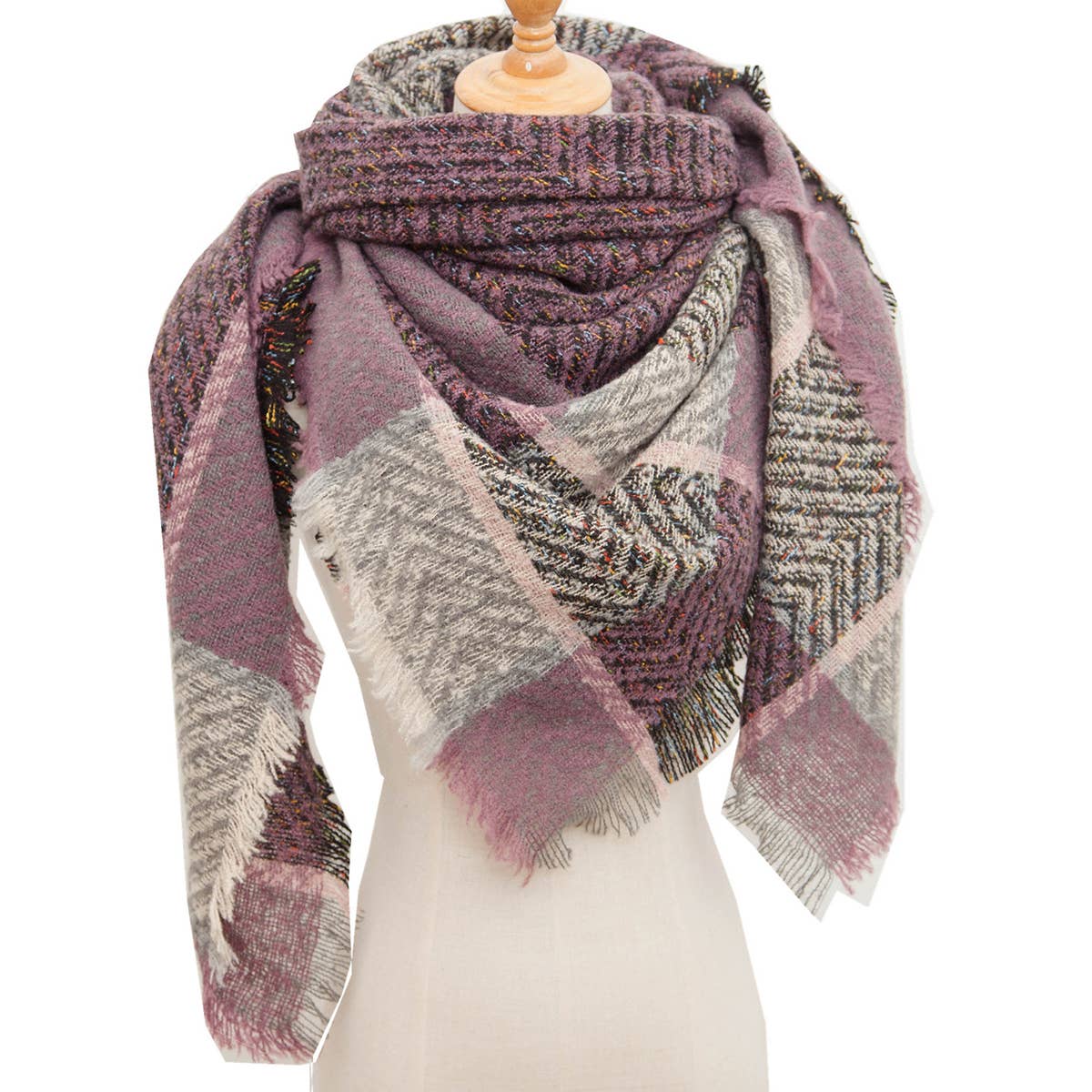 PLAID TRIANGLE SCARF FOR FALL WINTER WHOLESALE_CWASC0110