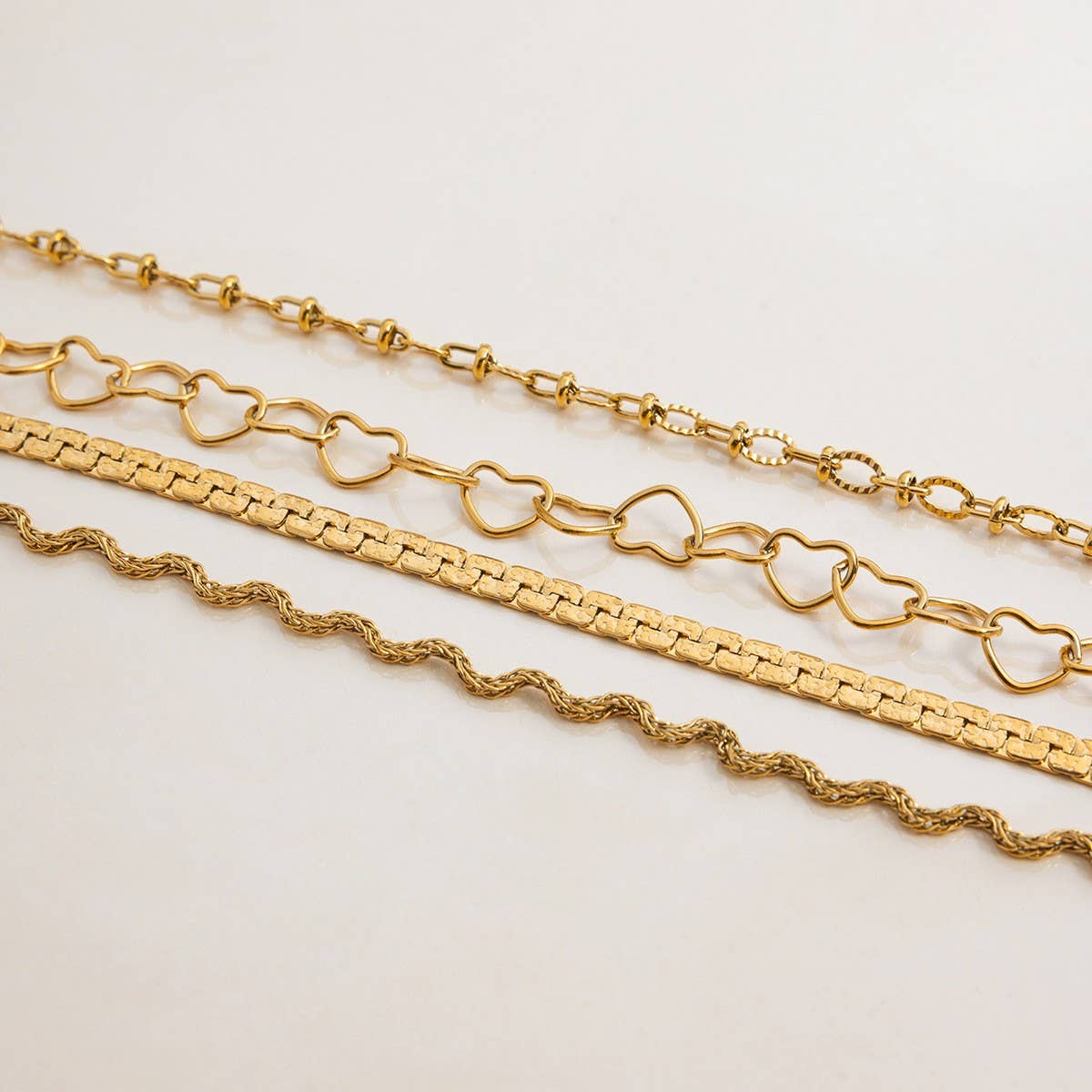 CLASSIC 18K GOLD MATTE FLAT CHAIN BRACELET_CWAJE4825