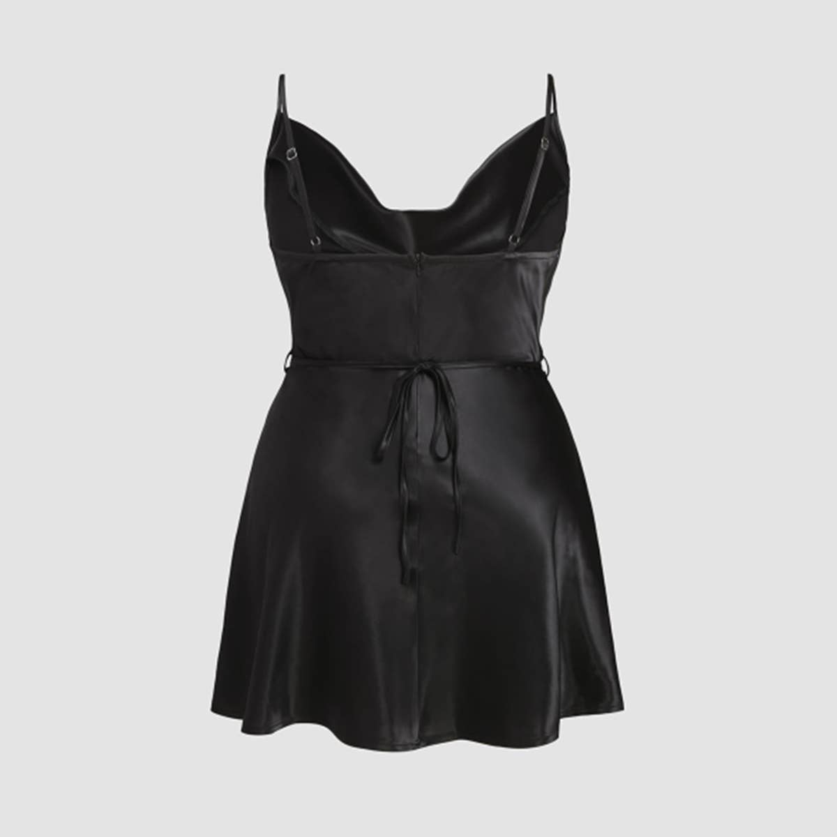 CHIC SATIN A LINE SLEEVELESS DRAPE DRESS_CWDMD6067