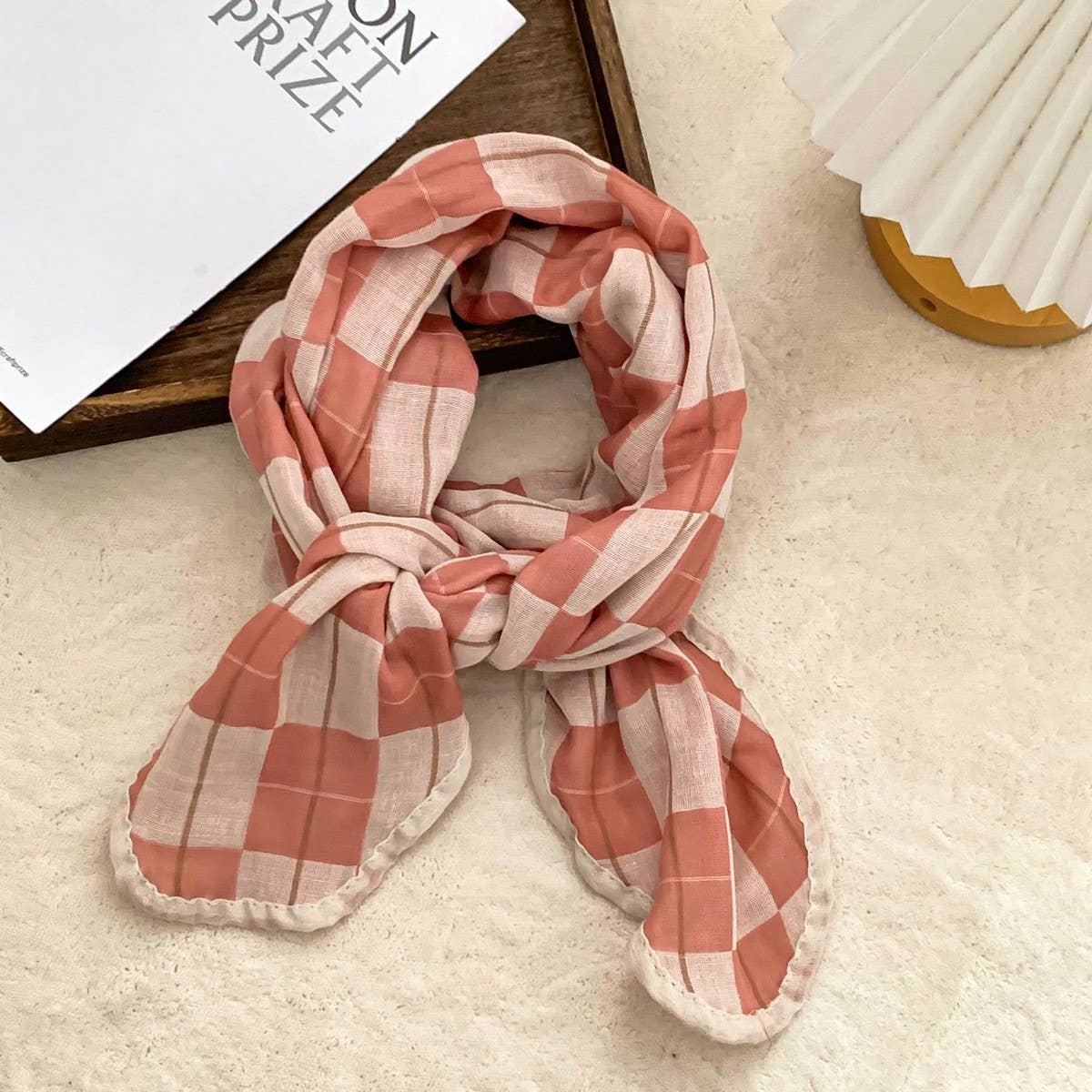 Cotton Plaid Scarf Neck Wrap Shawl_Cwasc02980
