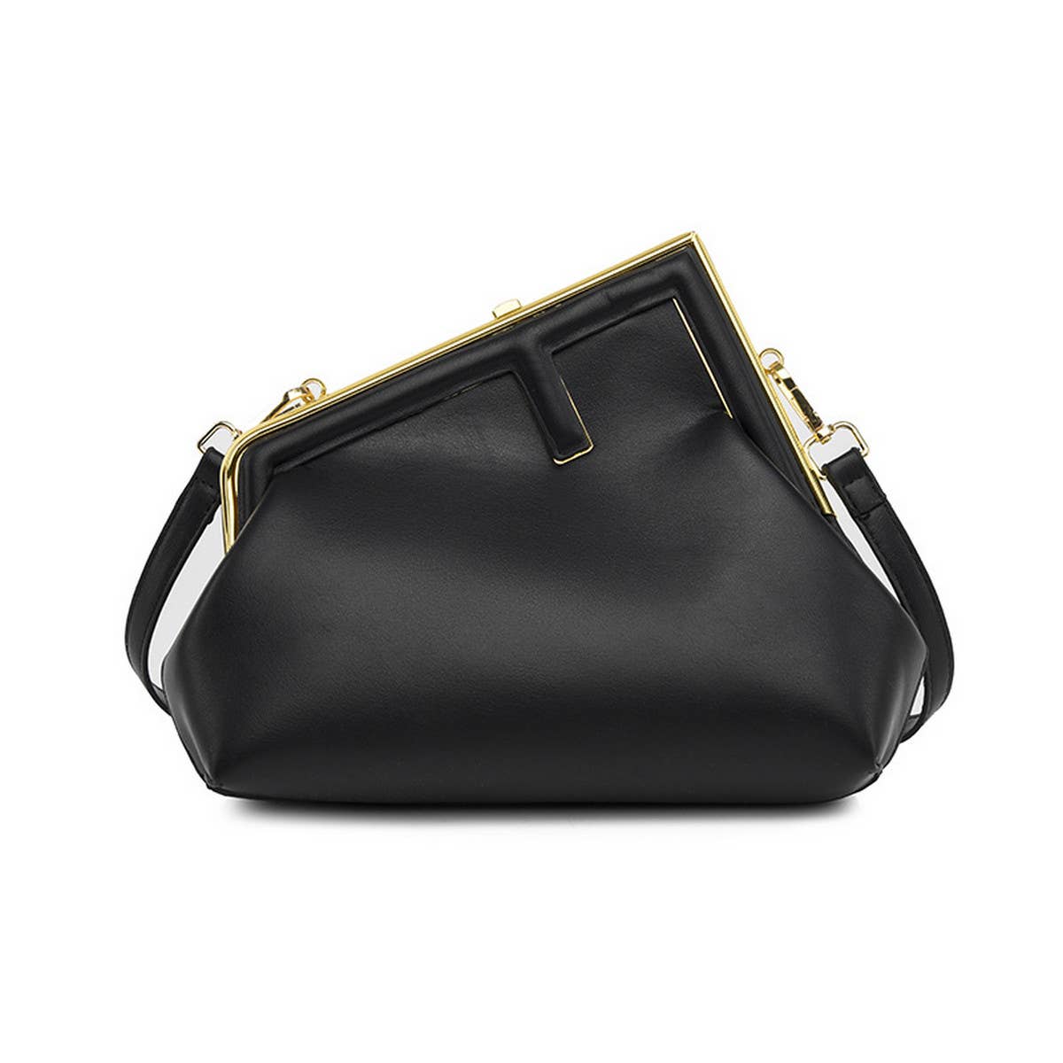 RETRO SIMPLE METAL CLIP SHOULDER BAG_CWAB1598