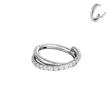 DOUBLE ROW ZIRCON CLOSED NOSE RING PIERCING_CWMM9533