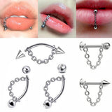 2 IN 1 DETACHABLE LIP RING TITANIUM SPIKE BALL_CWMM9590