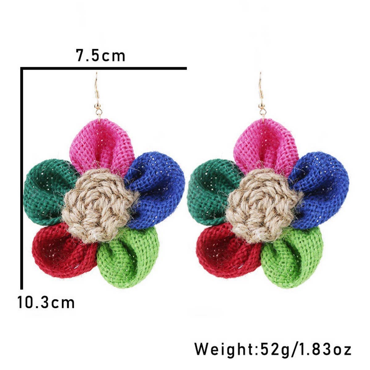 HANDMADE LARGE FLORAL EARRINGS COLORFUL DESIGN_CWMM6270