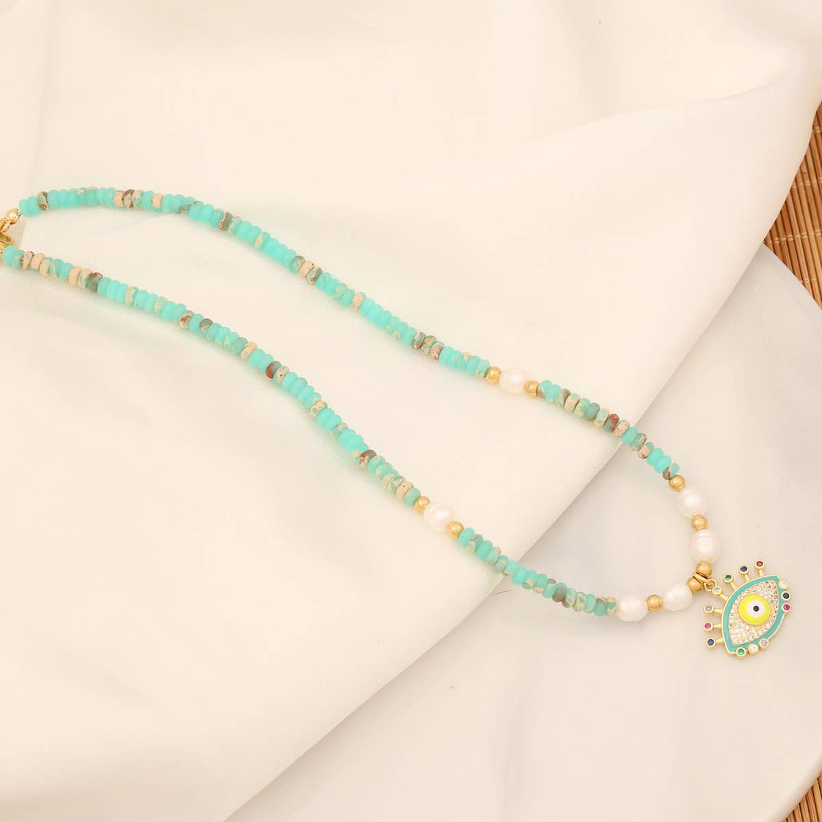 NATURAL STONE NECKLACE PERSONALIZED EYE PENDANT_CWAJE0650