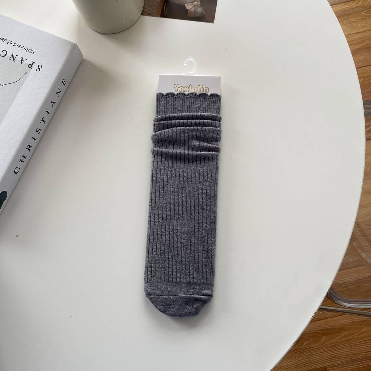 Women'S Solid Color Cashmere Lace Mid-Calf Socks_Cwms1120