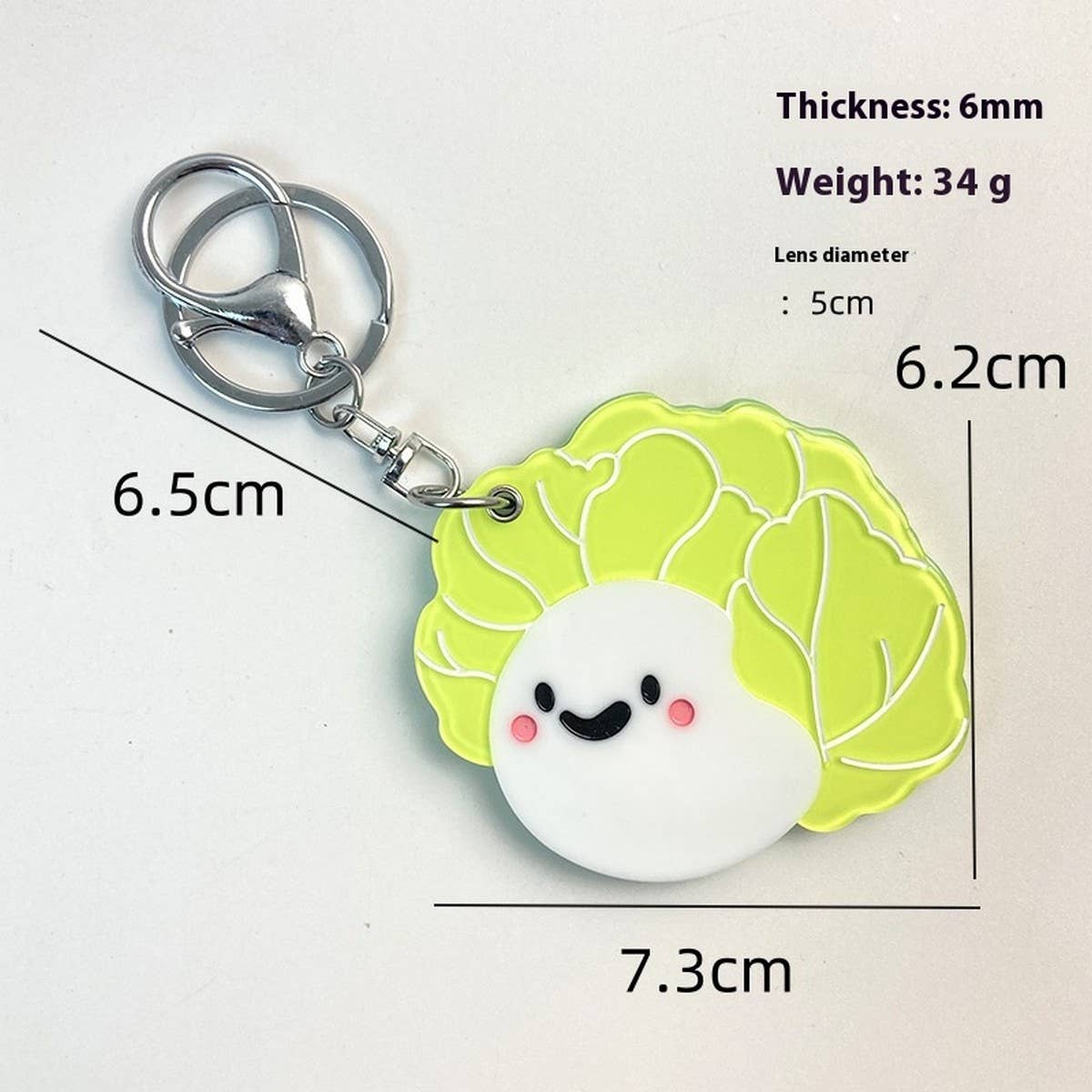 CUTE CABBAGE SLIDE MIRROR KEYCHAIN ACRYLIC_CWMM6376