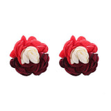 COLORBLOCK FABRIC FLOWER STUD TRENDY EARRINGS_CWMM6182
