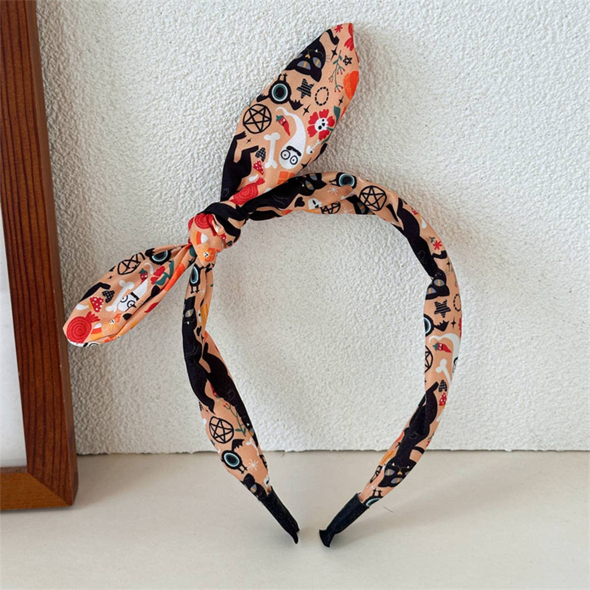 Halloween Skull Bunny Ear Headband Print_Cwaha07597