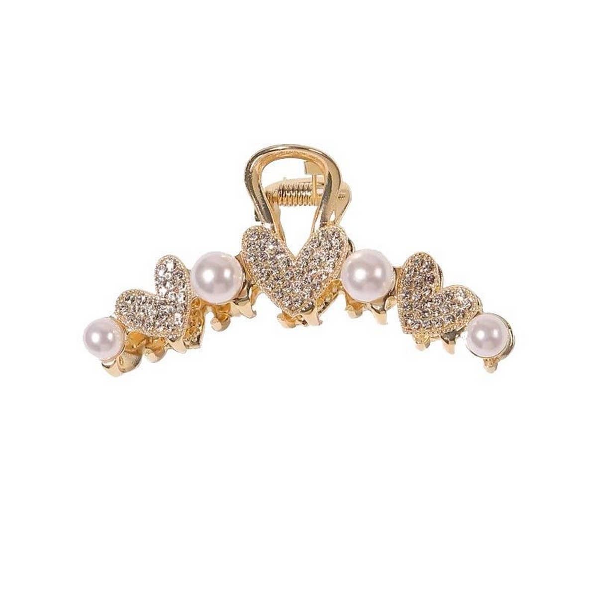 FULL DIAMOND HEART PEARL SHARK CLIP HAIRPIN_CWAHA4651