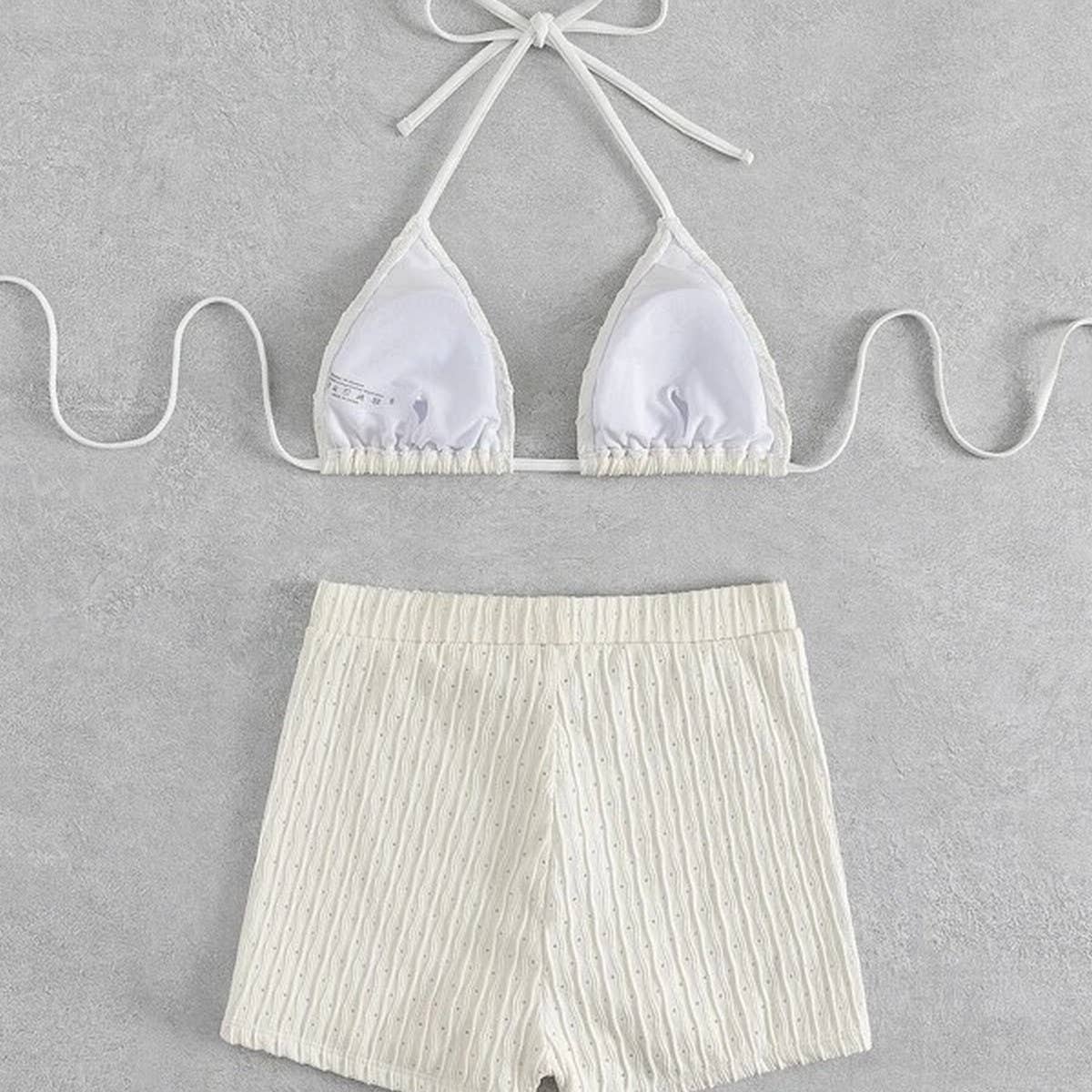 HIGH WAIST BIKINI SET SLIMMING SOLID COLOR SWIMSUIT_CWMW0155