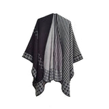 SIMPLE SPLIT SHAWL WITH DIAMOND GEOMETRIC PATTERN_CWASC0289