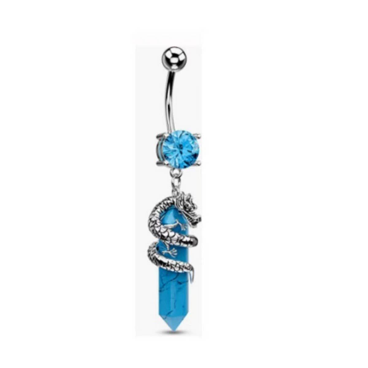 3D DRAGON CLAW NATURAL STONE BELLY BUTTON RING_CWMM9473