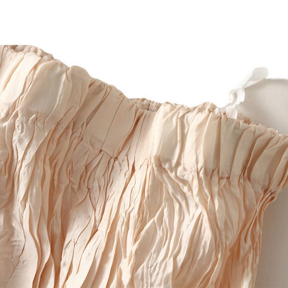 LOOSE PLEATED A LINE FLARED CASUAL MIDI SKIRT_CWBMS0399