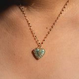 GEMSTONE HEART LOCKET NECKLACE SPARKLING LOVE_CWMM6956