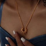 SUNFLOWER TITANIUM STEEL NECKLACE JEWELRY_CWAJE1083