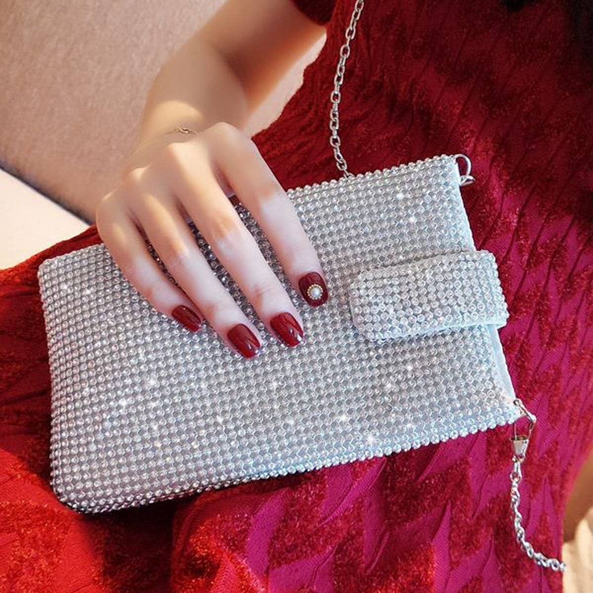 Fashionable And Simple Rhinestone Evening Bag_Cwab3589